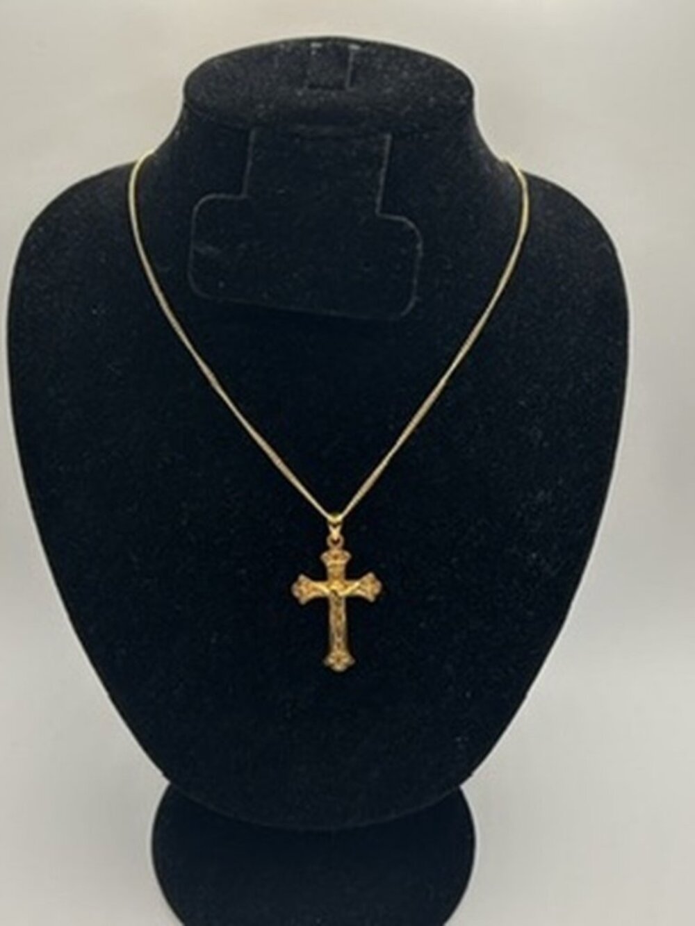 Vintage Real Gold Jesus Crucifix Cross Pendant Chain Plated Stainless Steel